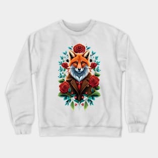 Fox and flowers tattoo style 2 Crewneck Sweatshirt